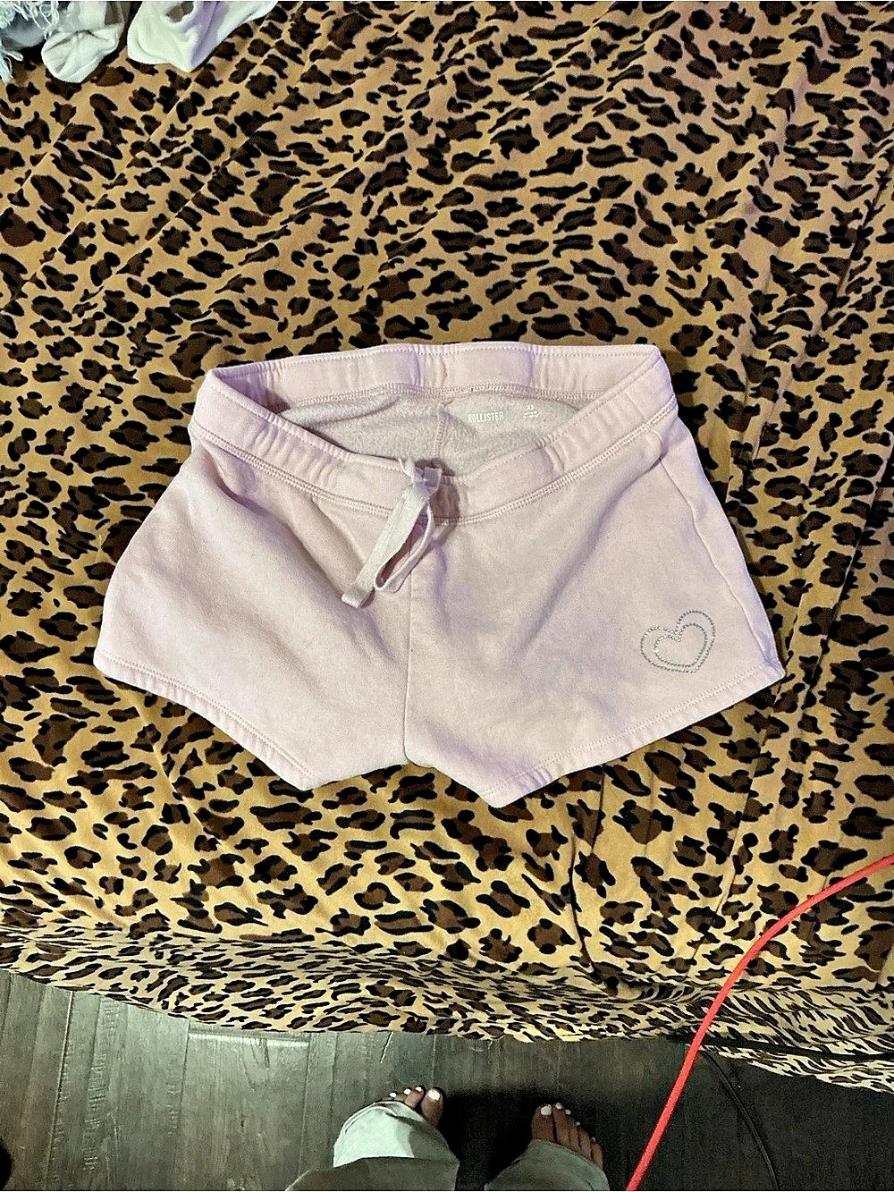 Hollister Heart Graphic Fleece Mini Shorts Pink Medium